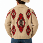 Gilet en maille western homme beige rouges (2)