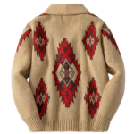 Gilet en maille western homme beige rouges (4)