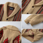 Gilet en maille western homme beige rouges (5)