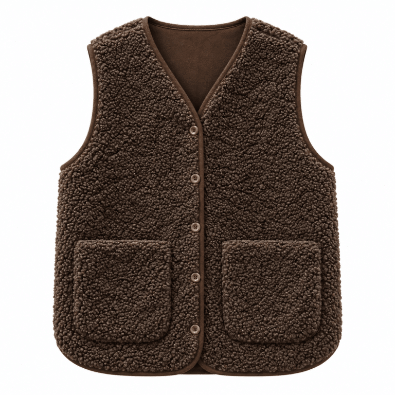Gilet femme cowboy chaud sans manches marron (3)