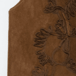 Gilet femme cowboy marron brodé motifs floraux (3)