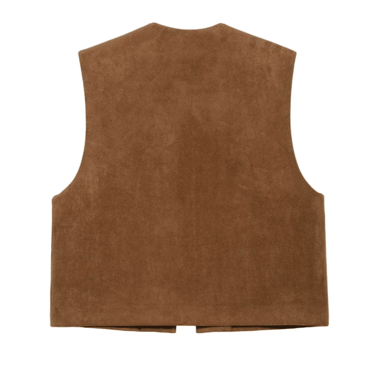 Gilet femme cowboy marron brodé motifs floraux (5)