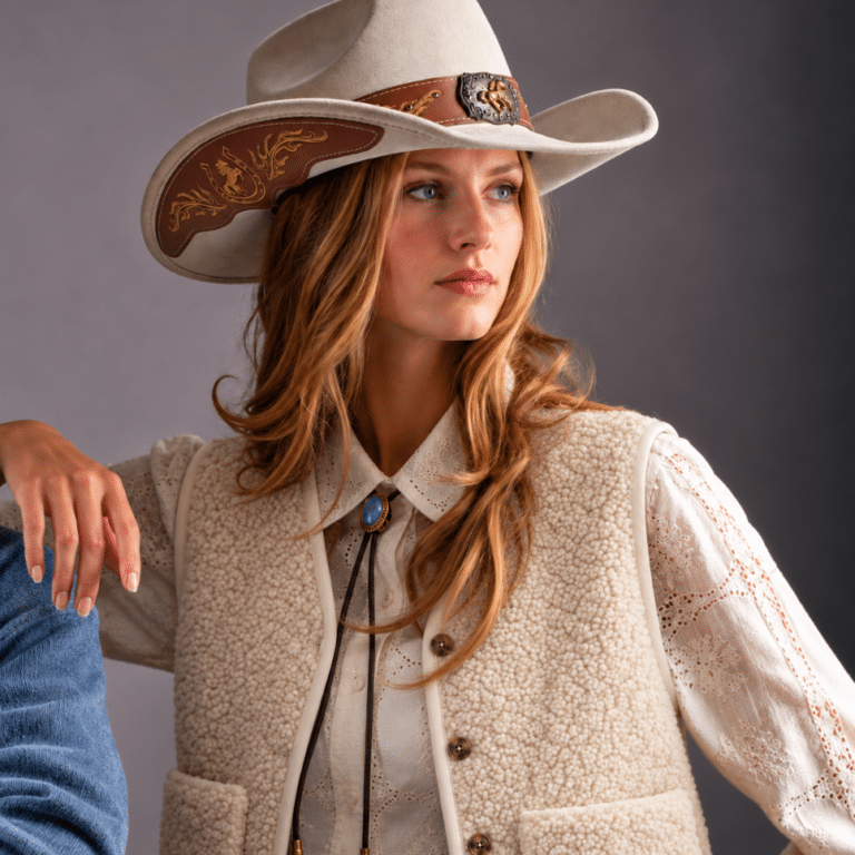 Gilet femme cowboy sans manches effet mouton (2)