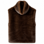 Gilet poncho en fourrure brune