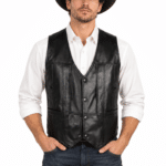 Gilet sans manche en cuir pour homme