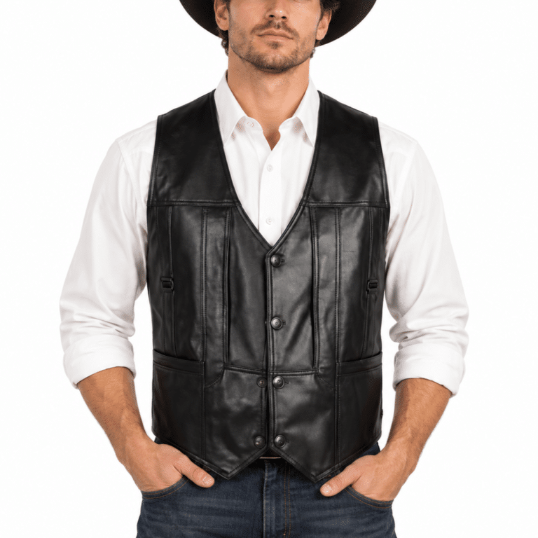 Gilet sans manche en cuir pour homme