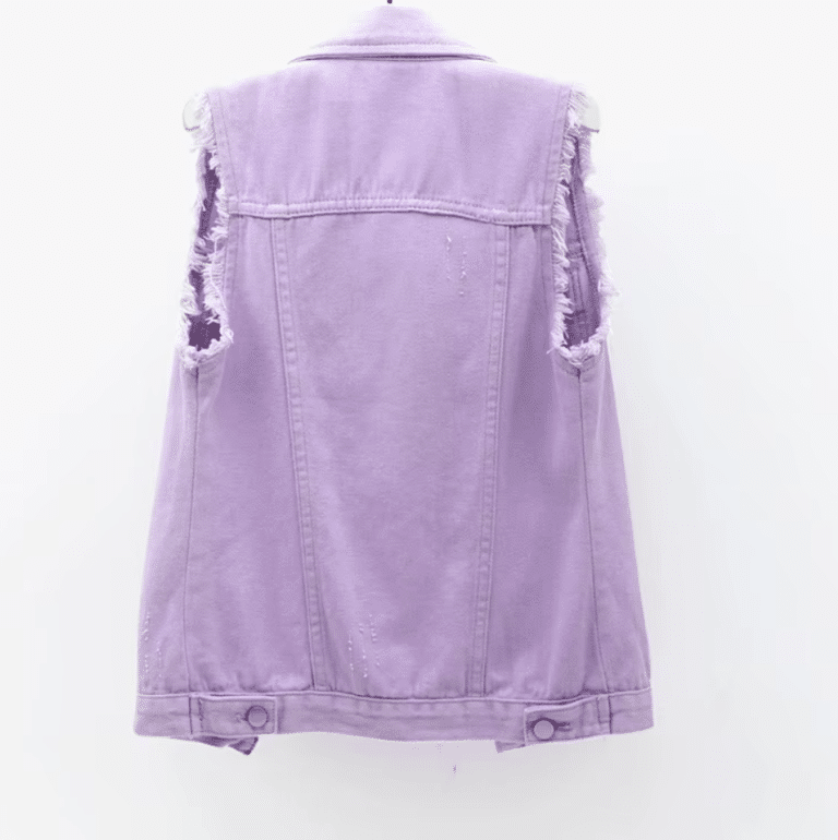 Gilet sans manche femme lilas style western (5)