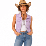 Gilet western en denim lavande