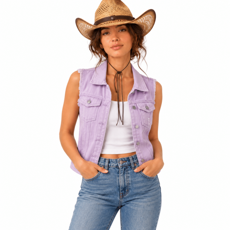 Gilet western en denim lavande