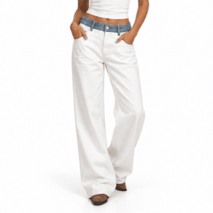 Jean blanc femme coupe large