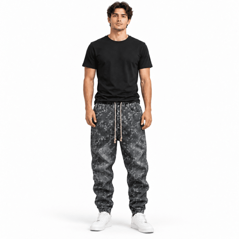 Jean homme ample motifs floraux (5)