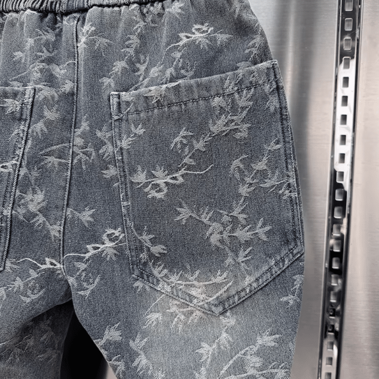 Jean homme ample motifs floraux taille élastique (2)