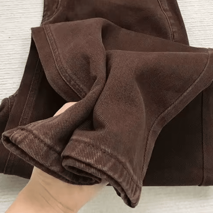 Jean western femme marron coupe large taille haute (1)