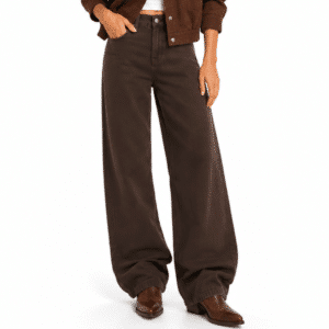Jean western femme marron coupe large taille haute