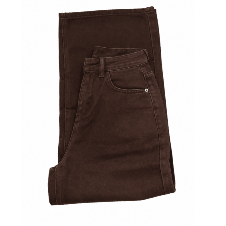 Jean western femme marron coupe large taille haute (7)