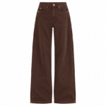 Jean western femme marron coupe large taille haute (8)