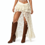 Jupes cowgirl dentelle asymétrique