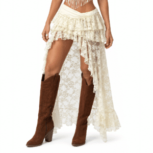 Jupes cowgirl dentelle asymétrique