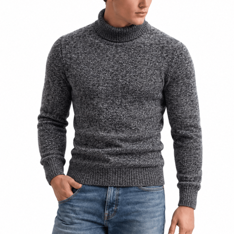 Pull col roulé homme gris (2)