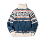 Pull de Noël homme col roulé motifs nordiques vintage (4)