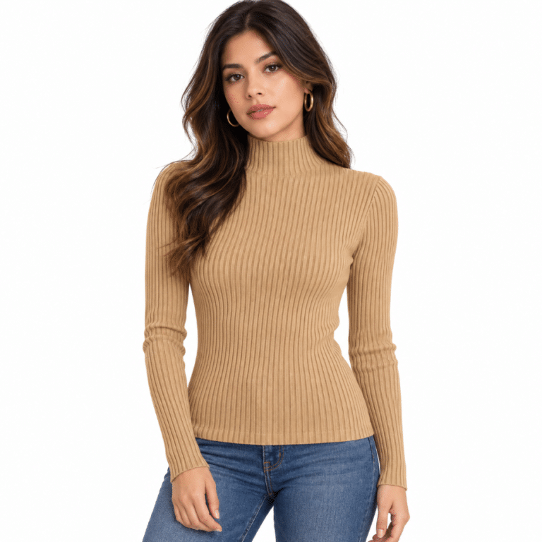 Pull femme col montant côtelé (10)