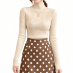 Pull femme col montant côtelé