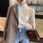 Pull femme col montant côtelé (9)