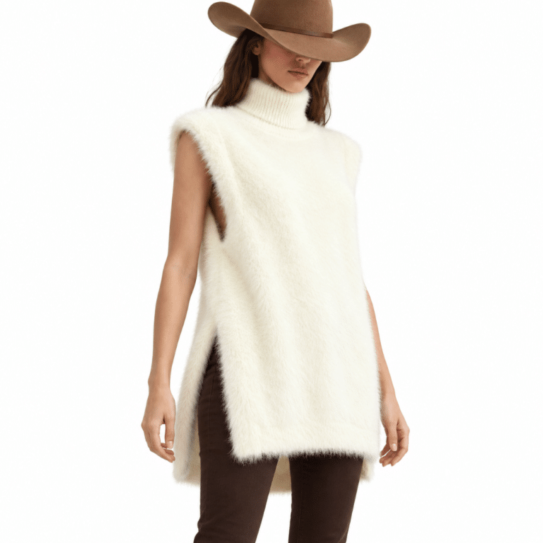 Pull sans manche femme col roulé coupe ample (1)