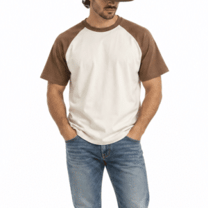 T-shirt blanc marron raglan