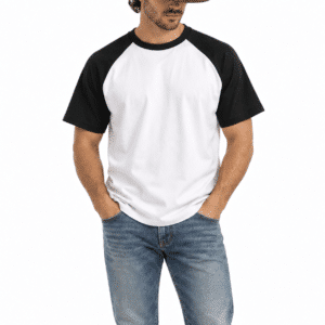 T-shirt blanc noir raglan