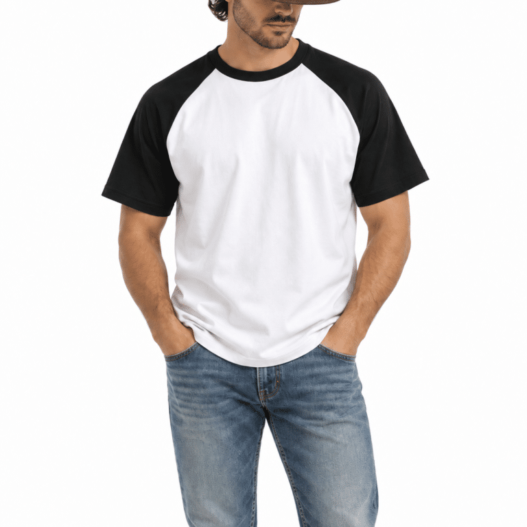 T-shirt blanc noir raglan (2)