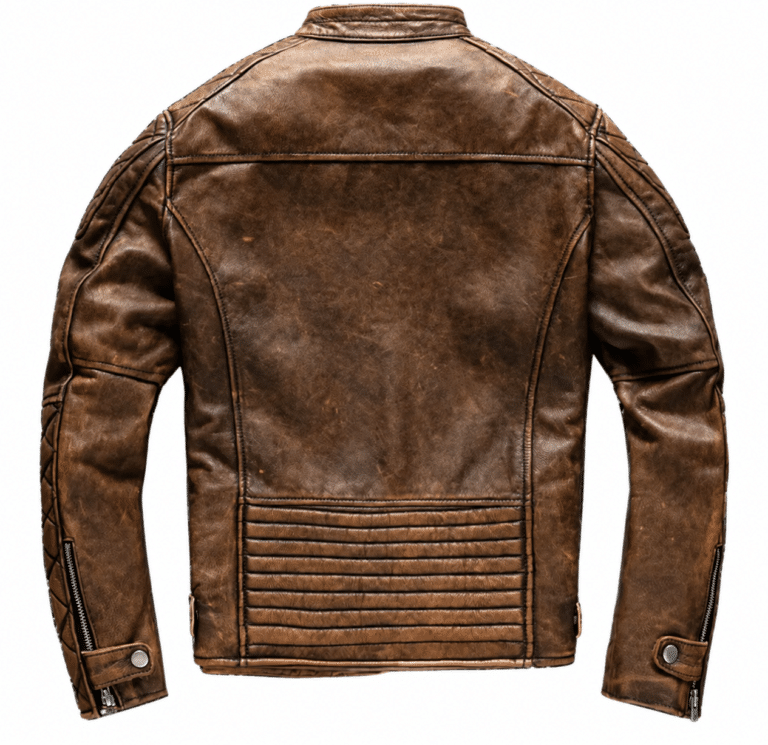 Veste biker homme cuir marron vintage (1)