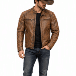 Veste biker homme cuir marron vintage (2)