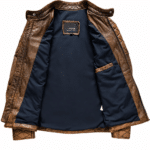 Veste biker homme cuir marron vintage (3)