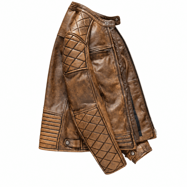 Veste biker homme cuir marron vintage (4)
