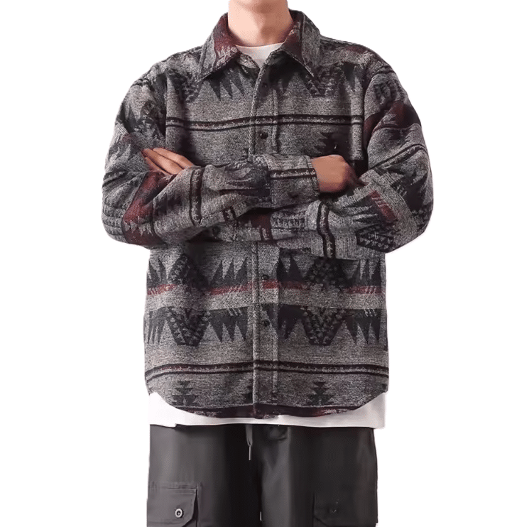 Veste cowboy grise motifs du Sud-Ouest américain (2)