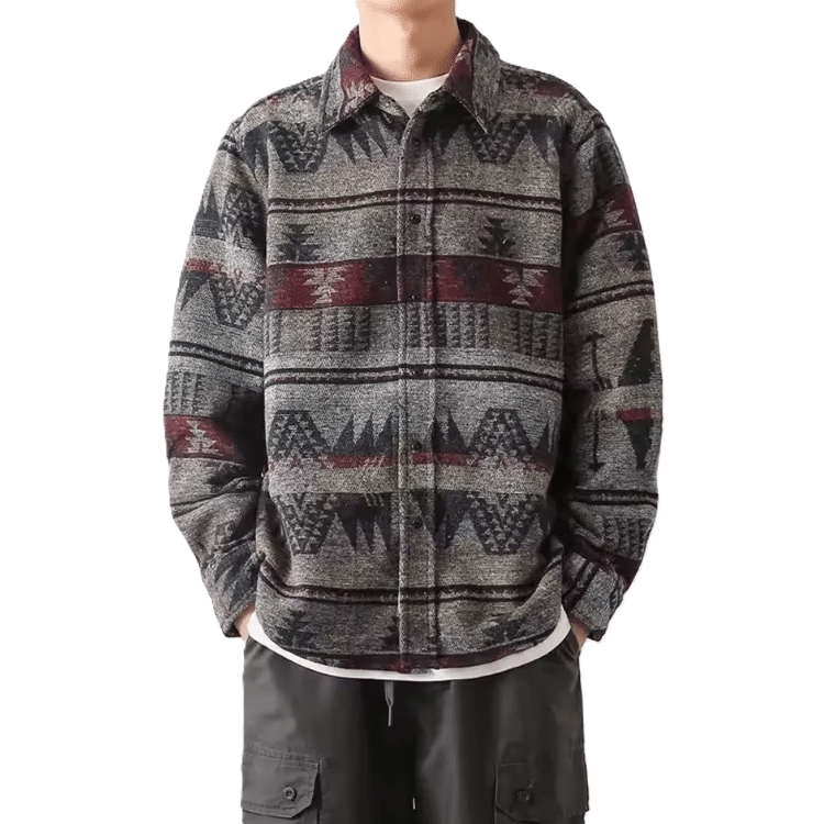 Veste cowboy grise motifs du Sud-Ouest américain (3)