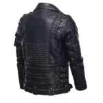 Veste homme en simili cuir noir style motard vintage (5)