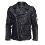 Veste homme en simili cuir noir style motard vintage (6)