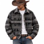 Veste homme noire grise motifs cowboy (1)