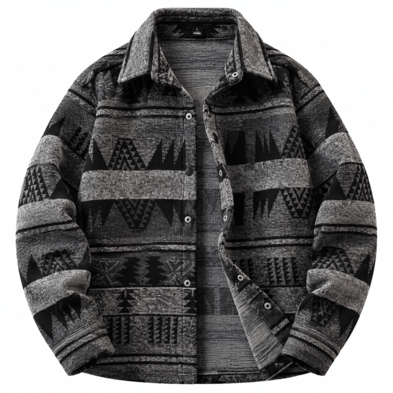 Veste homme noire grise motifs cowboy (2)