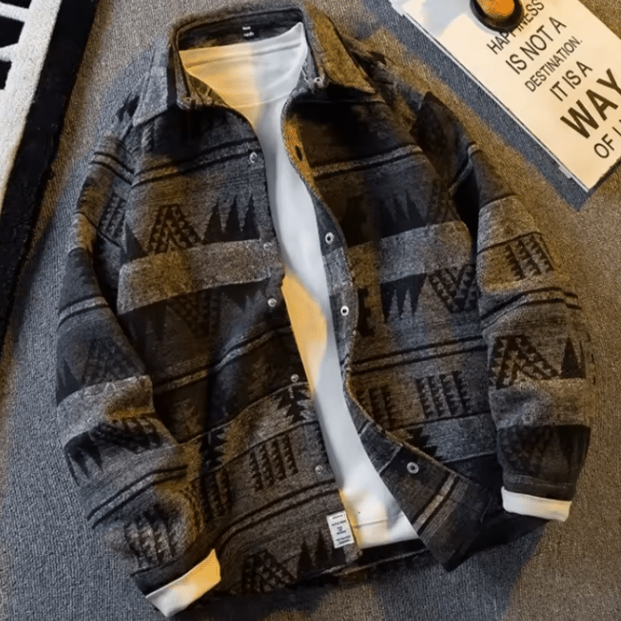 Veste homme noire grise motifs cowboy (3)