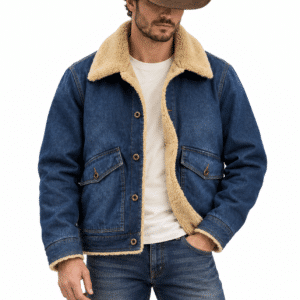 Veste jean homme hiver doublée col sherpa