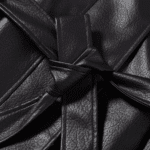 Veste oversize femme noire effet cuir à ceinture (2)