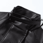 Veste oversize femme noire effet cuir à ceinture (4)