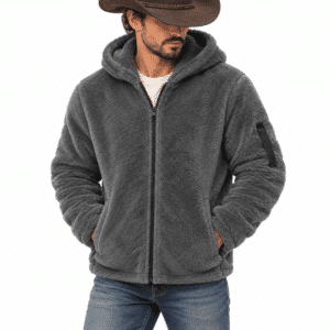 Veste sherpa grise homme