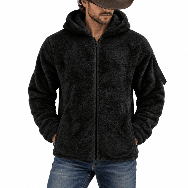 Veste sherpa noir homme (2)
