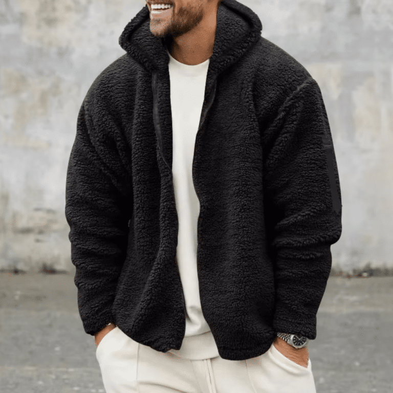 Veste sherpa noir homme (3)