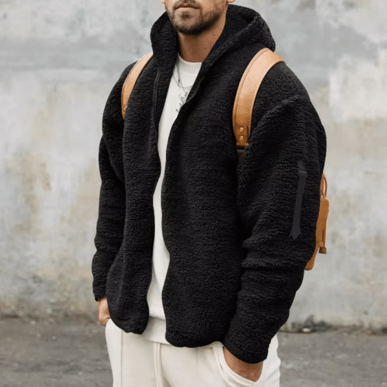 Veste sherpa noir homme (5)