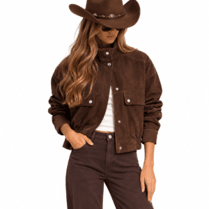 Veste western femme marron style cowboy
